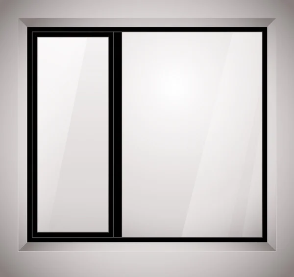 Plastic window with black frame. Vector — Stock Vector