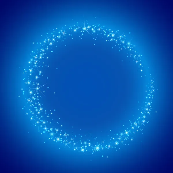 Blue circle of sparkling stars. (Night sky) — Stock Vector