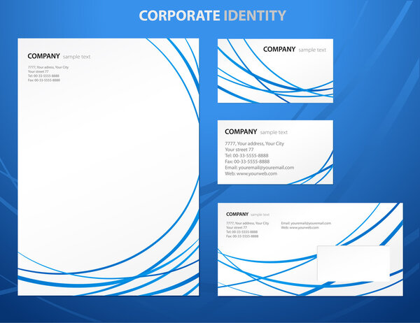 Business style template with blue abstract lines