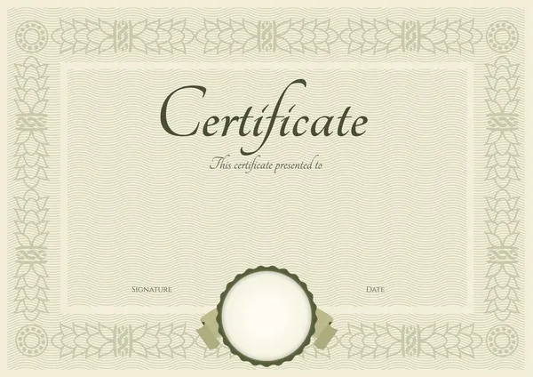 Certificat vert horizontal (diplôme) d'achèvement (modèle ) — Image vectorielle