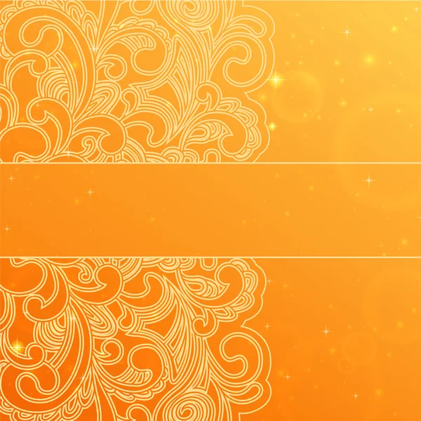 Fondo naranja abstracto con patrón floral — Vector de stock