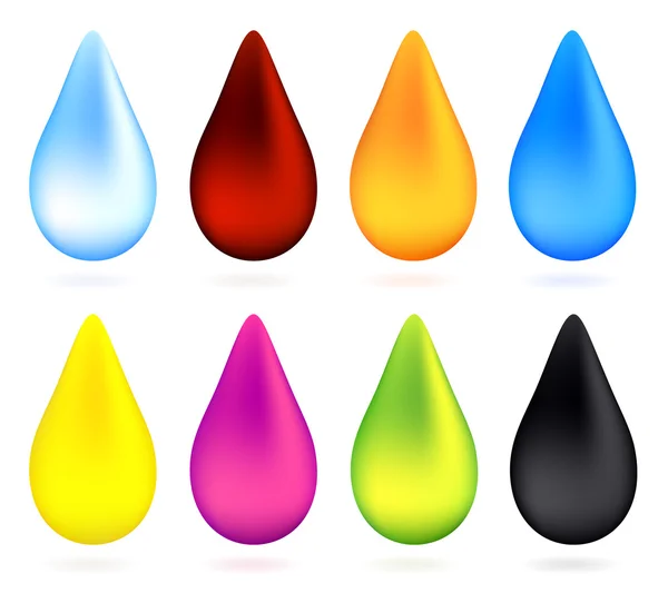 Ensemble vectoriel : Goutte d'eau colorée isolée — Image vectorielle