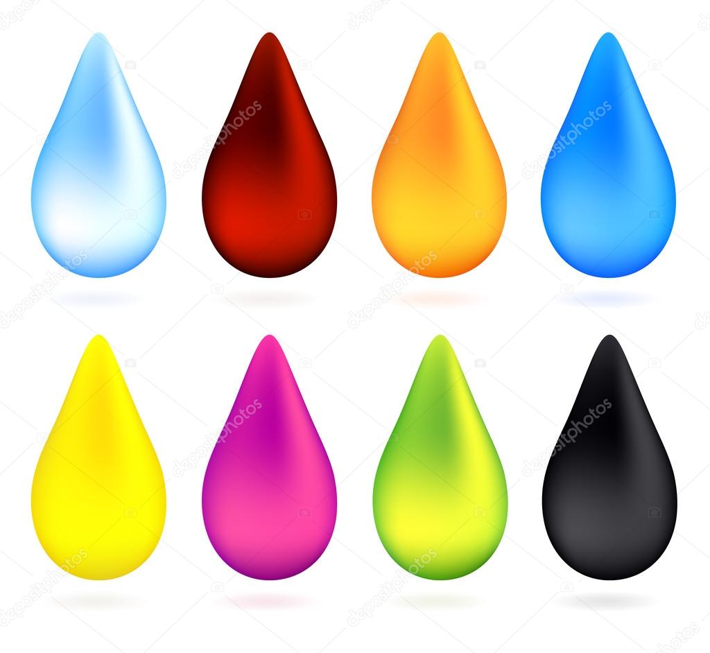 Vector set: Isolated Colorful water drop