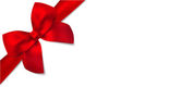 Dárková poukázka s izolované dárkové červené luk (stuhy). Tento design pro dárkový poukaz, kupón, pozvánka, certifikát, blahopřání, blahopřání k výročí, vánoční přání