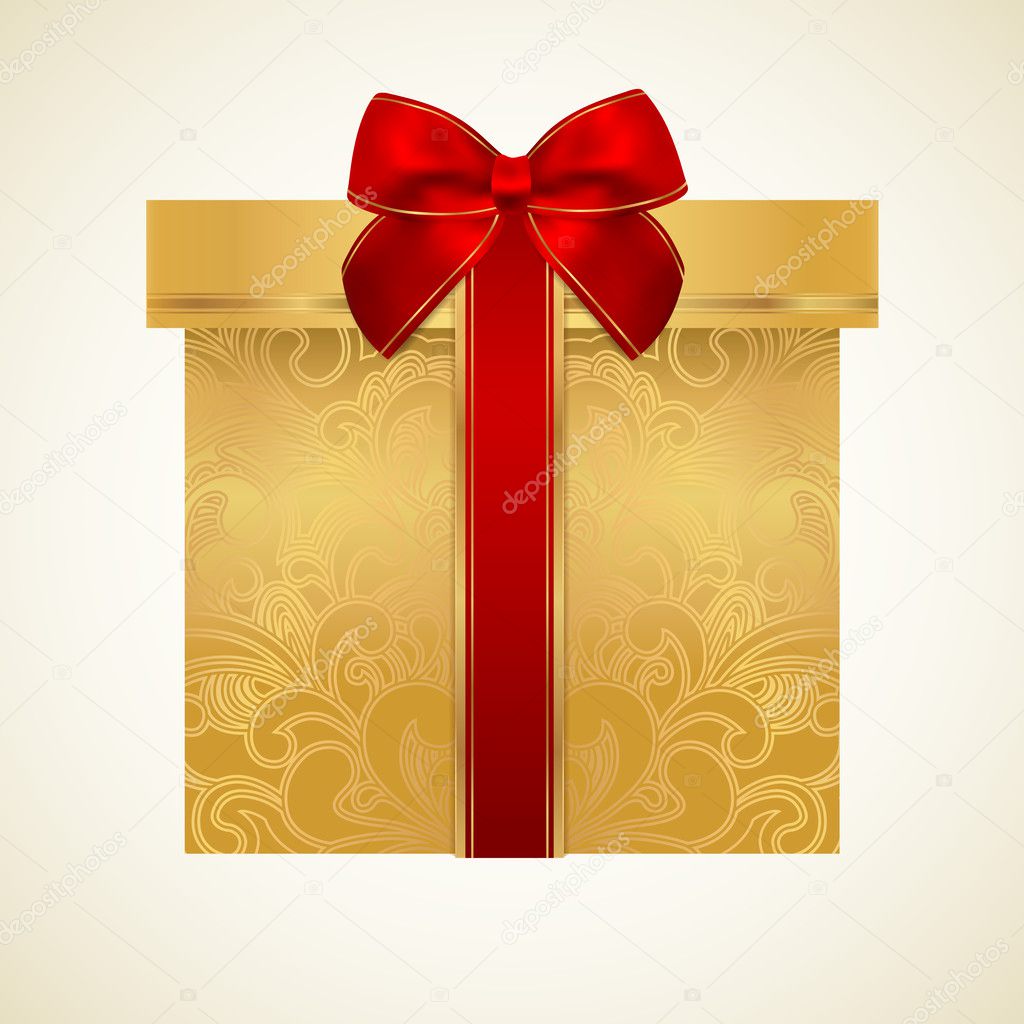 Gold bow gift present golden shiny ribbon Vector Image