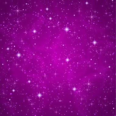 Koyu mor (Petunya) arka plan parlak, parlayan yıldız ile soyut. Kozmik atmosfer illüstrasyon. Evren. Vektör