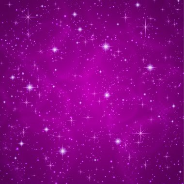Abstract dark violet (petunia) background with sparkling, twinkling stars. Cosmic atmosphere illustration. Universe. Vector clipart