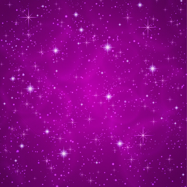 Abstract dark violet (petunia) background with sparkling, twinkling stars. Cosmic atmosphere illustration. Universe. Vector