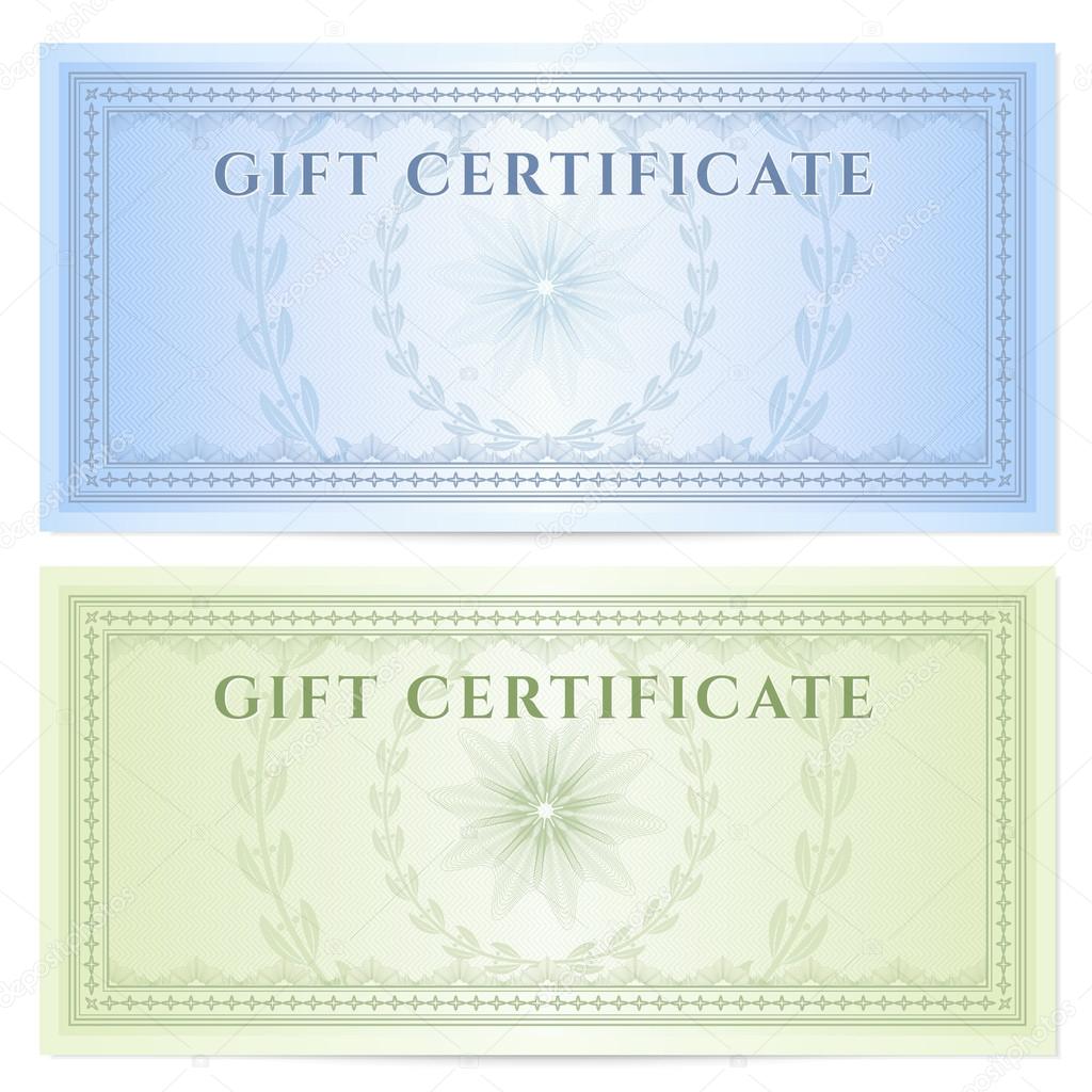 gift certificate voucher template with guilloche pattern