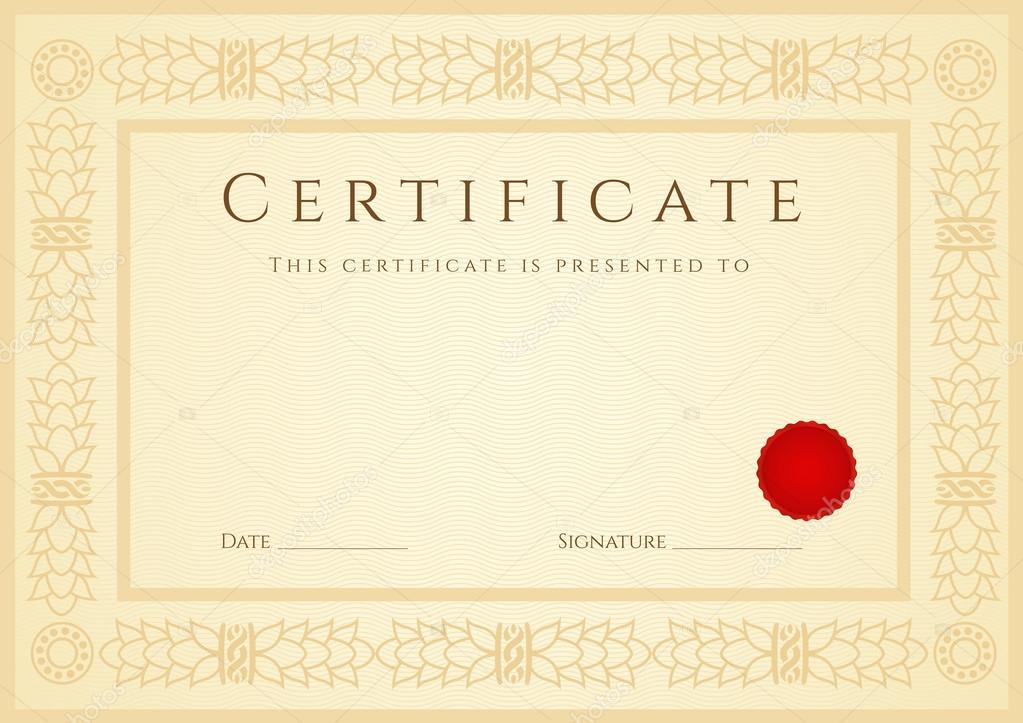 Gold Certificate of completion (template or sample 