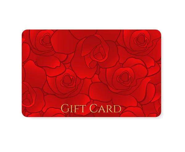 Gift card, visitekaartje, kortingskaart sjabloon (lay-out) met bloemmotief, rode roos, gestileerde bloem. achtergrondontwerp bruikbaar voor waardebon, Bon, uitnodiging, etc. vector ticket — Stockvector