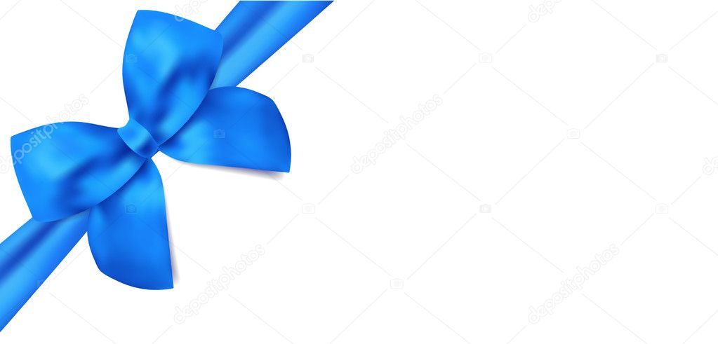 Gift certificate, voucher template with isolated blue bow (ribbons). Blank design for coupon, invitation, Christmas card for any celebrations, holidays (birthday, father's day). Vector