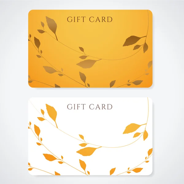 Gift card (biglietto sconto, biglietto da visita) con motivo floreale. Design di sfondo utilizzabile per buono regalo, voucher, invito, biglietto ecc. Vettore — Vettoriale Stock