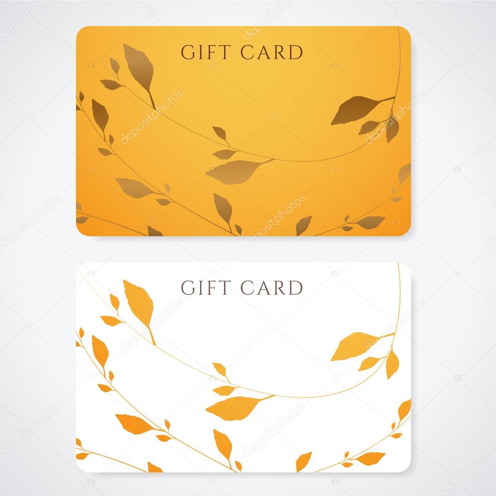 Gift card (discount card, business card) with floral pattern . Background design usable for gift coupon, voucher, invitation, ticket etc. Vector