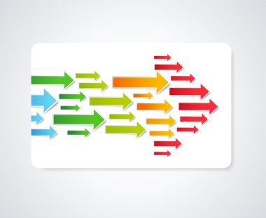 renkli kartvizit hediye kartı şablonu (düzen) ok işareti ile. iş kavramı için arka plan tasarımı. vektör