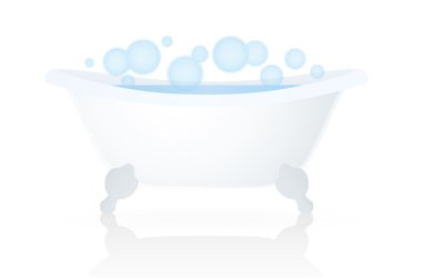 kabarcıklar ile beyaz banyo (küvet, küvet). beyaz zemin üzerinde izole vektör