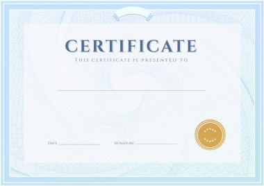 Sertifika, tamamlama sertifikası (tasarım şablonu, arkaplan) Guilloche deseni (filigran), sınır, çerçeve. Kullanışlı: Başarı Belgesi, Eğitim Belgesi, Ödüller, Kazanan
