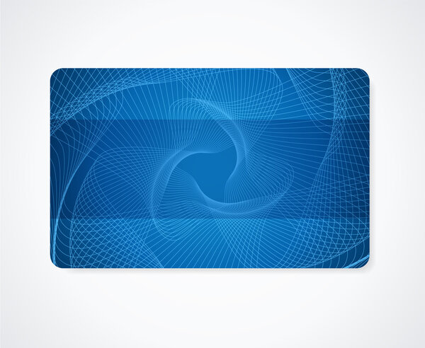 Dark blue Business card, Gift card, Discount card template (layout) with rainbow guilloche pattern (watermark). Vector abstract background design