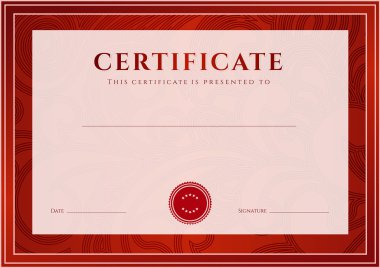 Sertifika, diploma tamamlanma (arka plan, tasarım şablonu). çiçek (kaydırma, swirl) model (filigran), sınır, çerçeve. için: başarı, eğitim, ödüller, kazanan Sertifikası belgesi