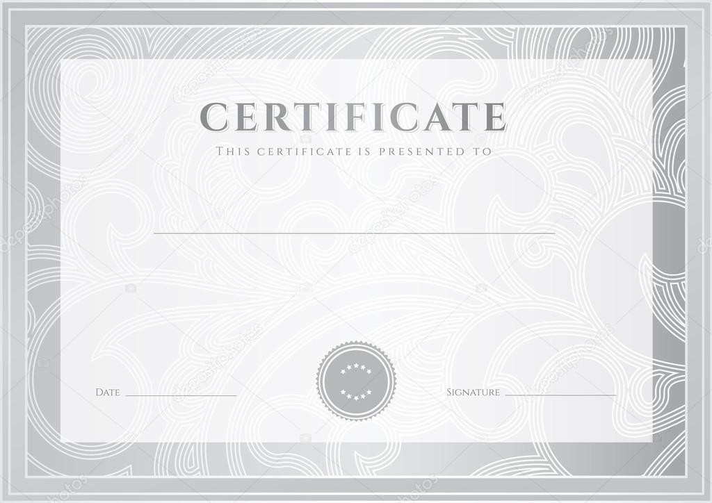 Certificate, Diploma of completion (design template, background). Floral (scroll, swirl) pattern (watermark), border, frame. For: Certificate of Achievement, Certificate of education, awards, winner