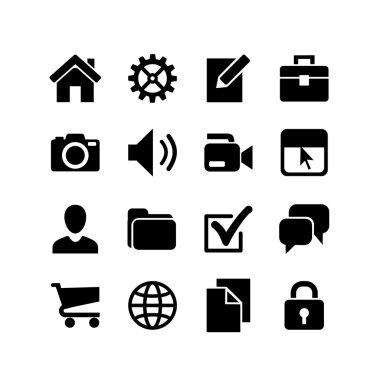 16 temel simgeler. Web sitesi Iconset