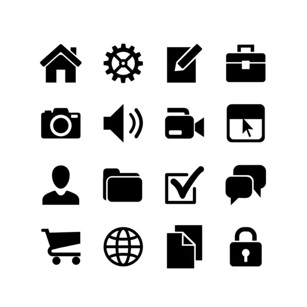 16 grundlegende Symbole. Website-Iconset — Stockvektor