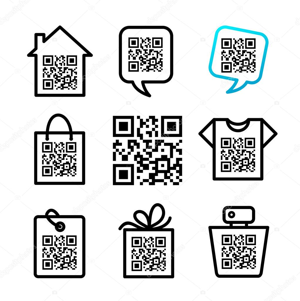 Download QR-Code. Set of 8 pictograms — Stock Vector © julynx #26076201