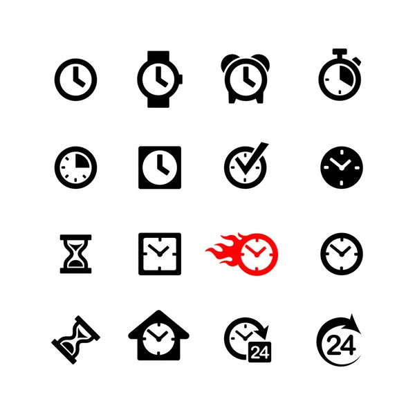 Establecer 16 iconos de reloj — Archivo Imágenes Vectoriales