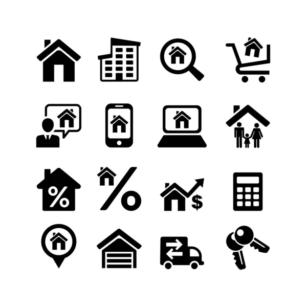 Establecer 16 iconos web. Inmobiliaria — Vector de stock