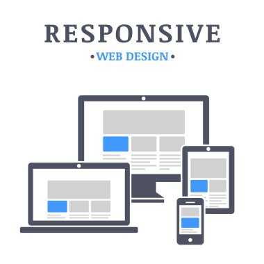 Responsive web design on different devices clipart