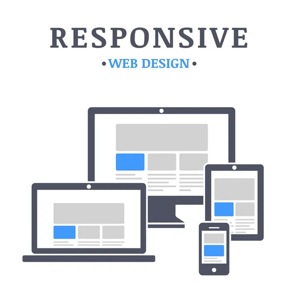 Web design responsivo em diferentes dispositivos — Vetor de Stock