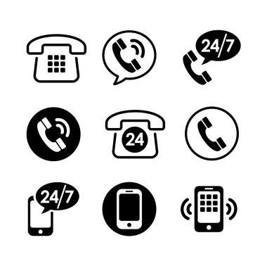 9 icons set - communication, call, phone clipart