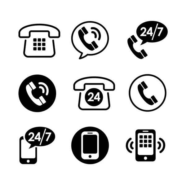 9 Icons set - iletişim, telefon, telefon — Stok Vektör