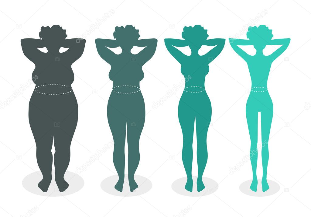 Ladies silhouettes with different body mass