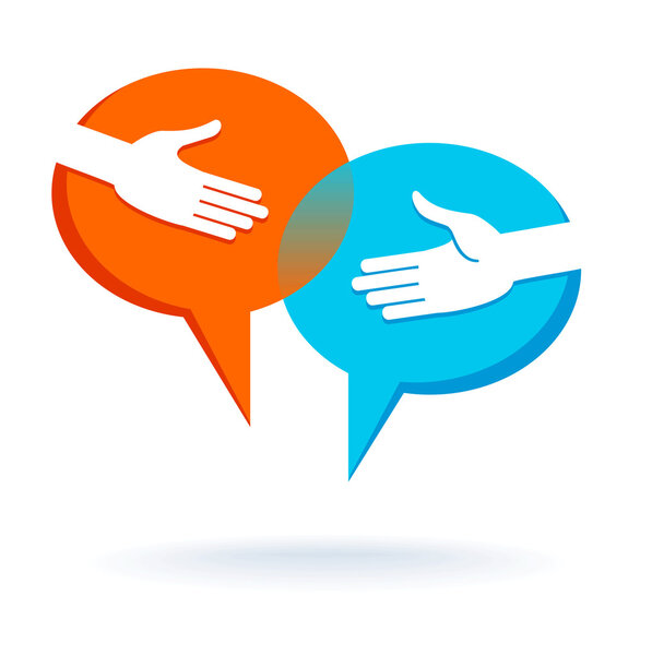 Диалог пузырь с рукопожатием
