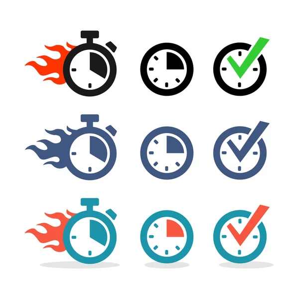 De set van de pictogrammen van de websites. tijd, stopwatch, klok — Stockvector