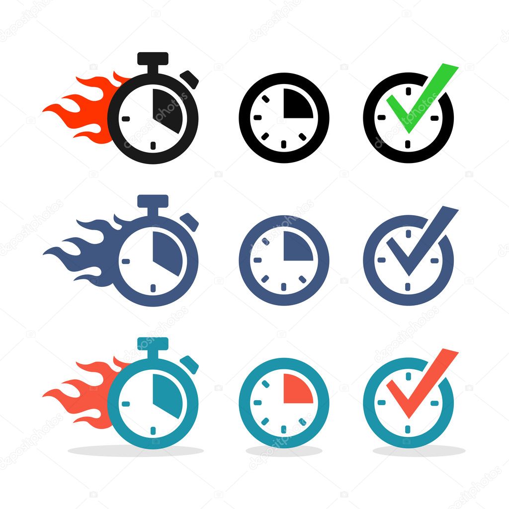 Web icons set. Time, stopwatch, clock