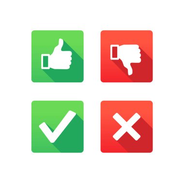 Yes, No, Thumbs up and down icons clipart