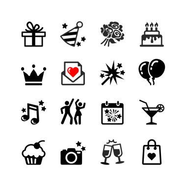 Icons set Party, Birthday and celebration clipart