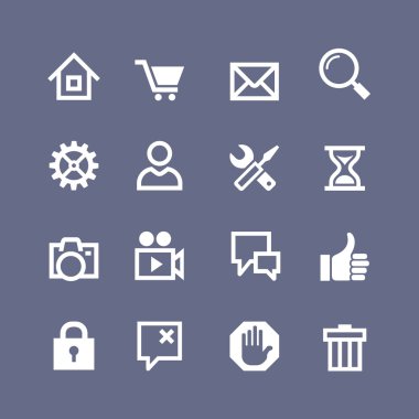 Web sitesi ve dokunmatik ekran için 16 temel Icons set
