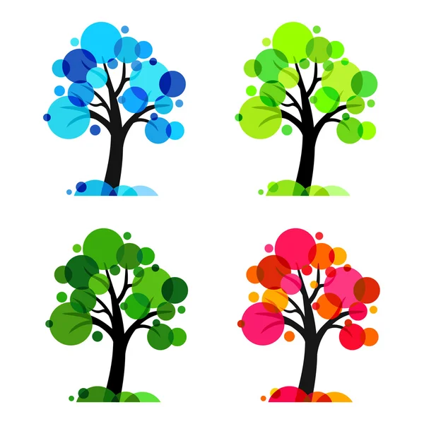 四个季节-4 矢量树木 — 图库矢量图片