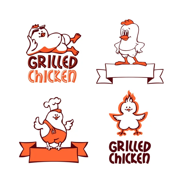 Company logo set. Grilled chicken — Stock Vector