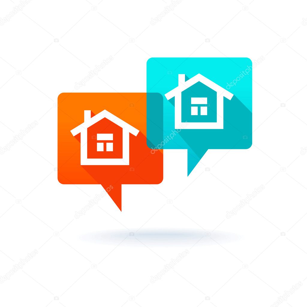 Real estate concept - dialog boxes with icons of houses