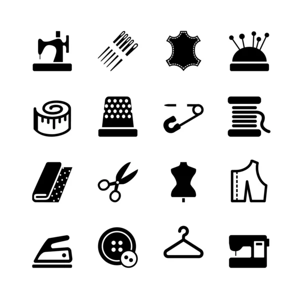Equipo de costura vectorial y conjunto de iconos de costura — Archivo Imágenes Vectoriales