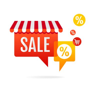 Satılık sembolü. konuşma balonları tenteli