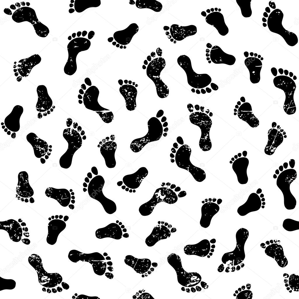 Seamless vector background with human footprints
