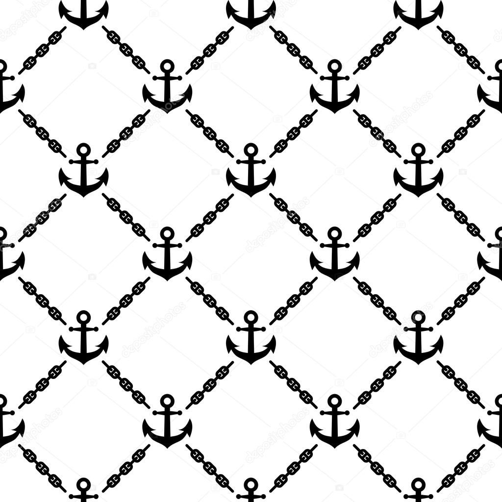 Navy vector seamless pattern with anchors
