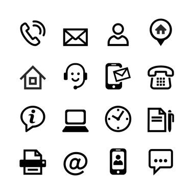 Set 16 basic icons - contact us clipart
