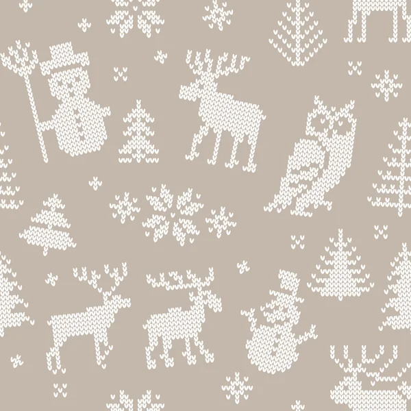 Christmas background with deer for knitting — Stock Vector