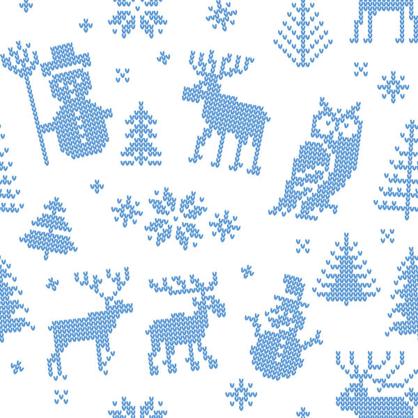 Christmas background with deer for knitting